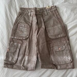 We The Free Metallic Taupe Cargo Shorts